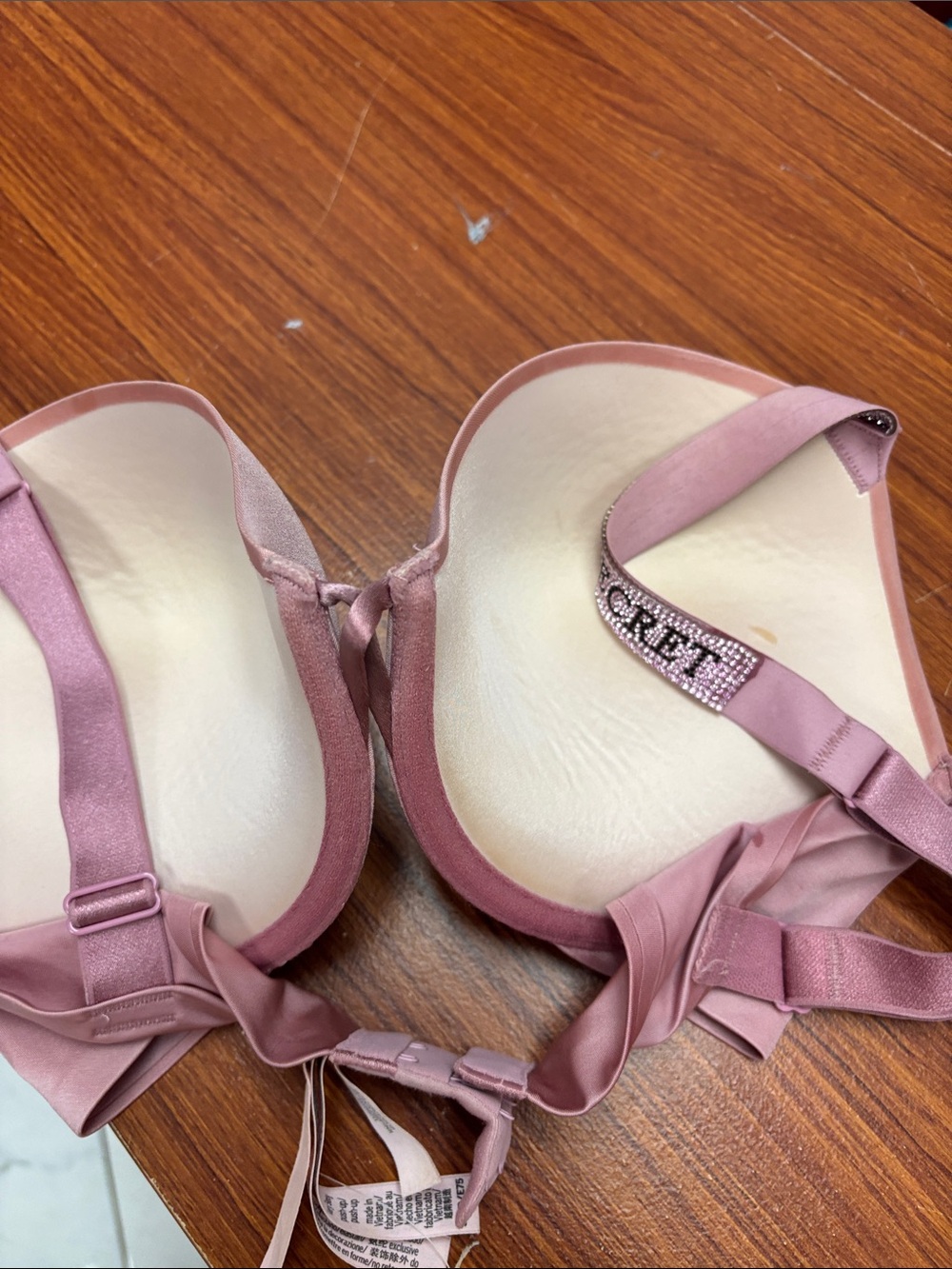 Victoria's Secret Dusty Rose Push-Up Bra with Rhinestone Accent